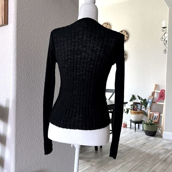 Forever 21 XS Lightweight Sweater Black Long Sleeves Ribbed - Picture 4 of 8